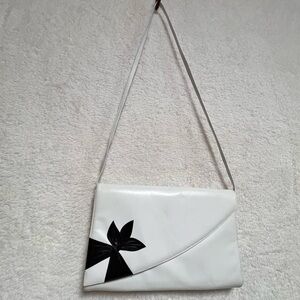 Bally White and Black Floral Accent Clutch and crossbody